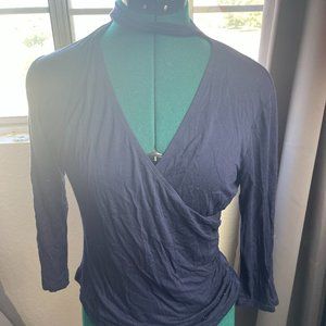 Size large Navy blue Juniors' IZ Byer Mockneck Cutout Top